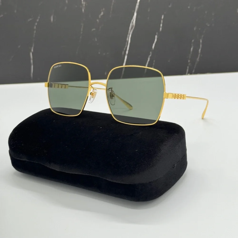 NEW GUCCI SQUARE SUNGLASSES GOLD GRAY GG1434S 001